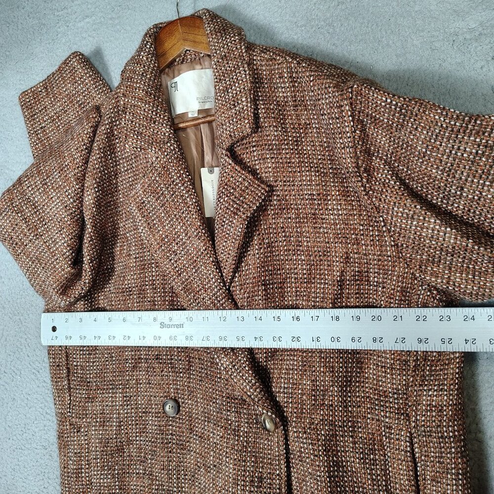 Anthropologie Pilcro Pea Coat Women L Brown Wool Blend Tweed Double Breasted NWT - Picture 12 of 15
